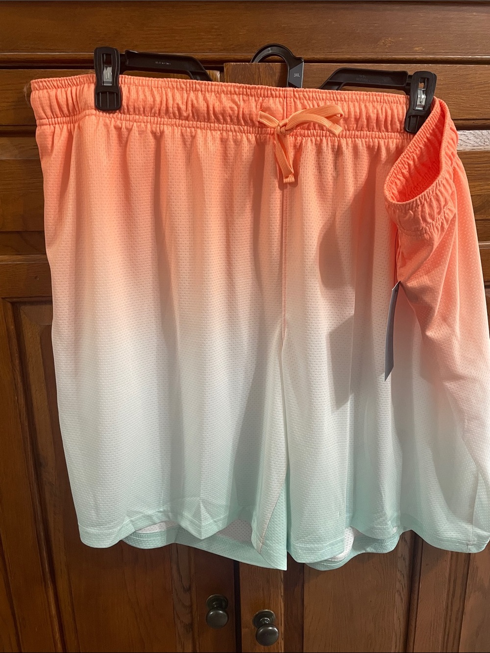 Athletic Works Coral-to-White Gradient Drawstring Athletic Shorts Sz.3X NEW